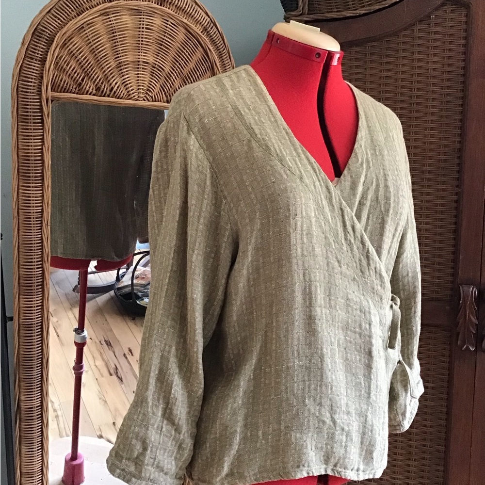 Flax Wrap-Style Linen Blend Top - Picture 5 of 5
